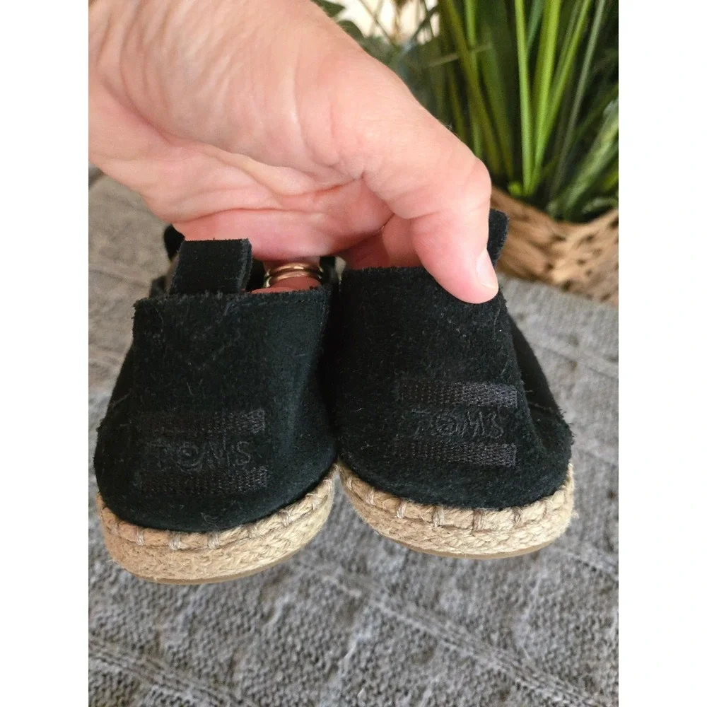 TOMS Black Suede Alpargata Espadrille Slip On Flats Women Size 10